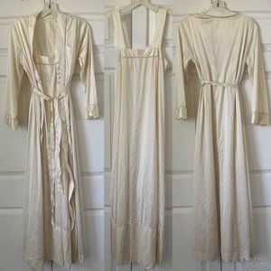 Vassarette vintage 1950s white ivory nylon sleeveless nightgown slip robe set